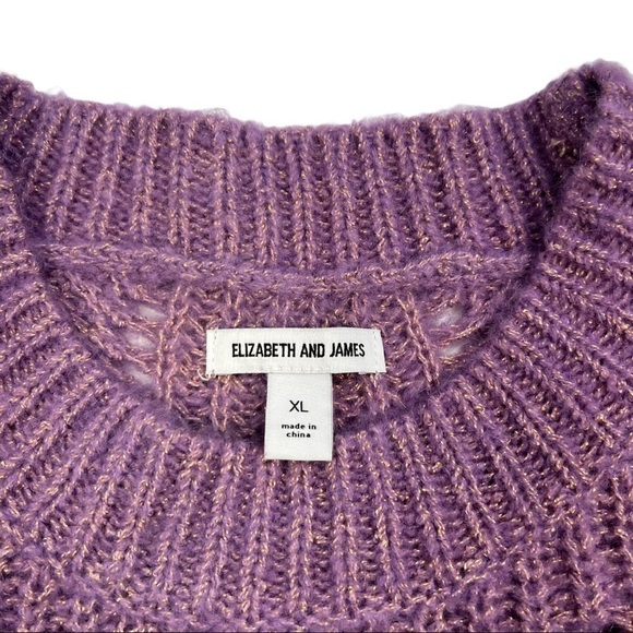 Elizabeth And James Giada Lavender Metallic Thread Chunky Open Knit Sweater - Picture 5 of 11